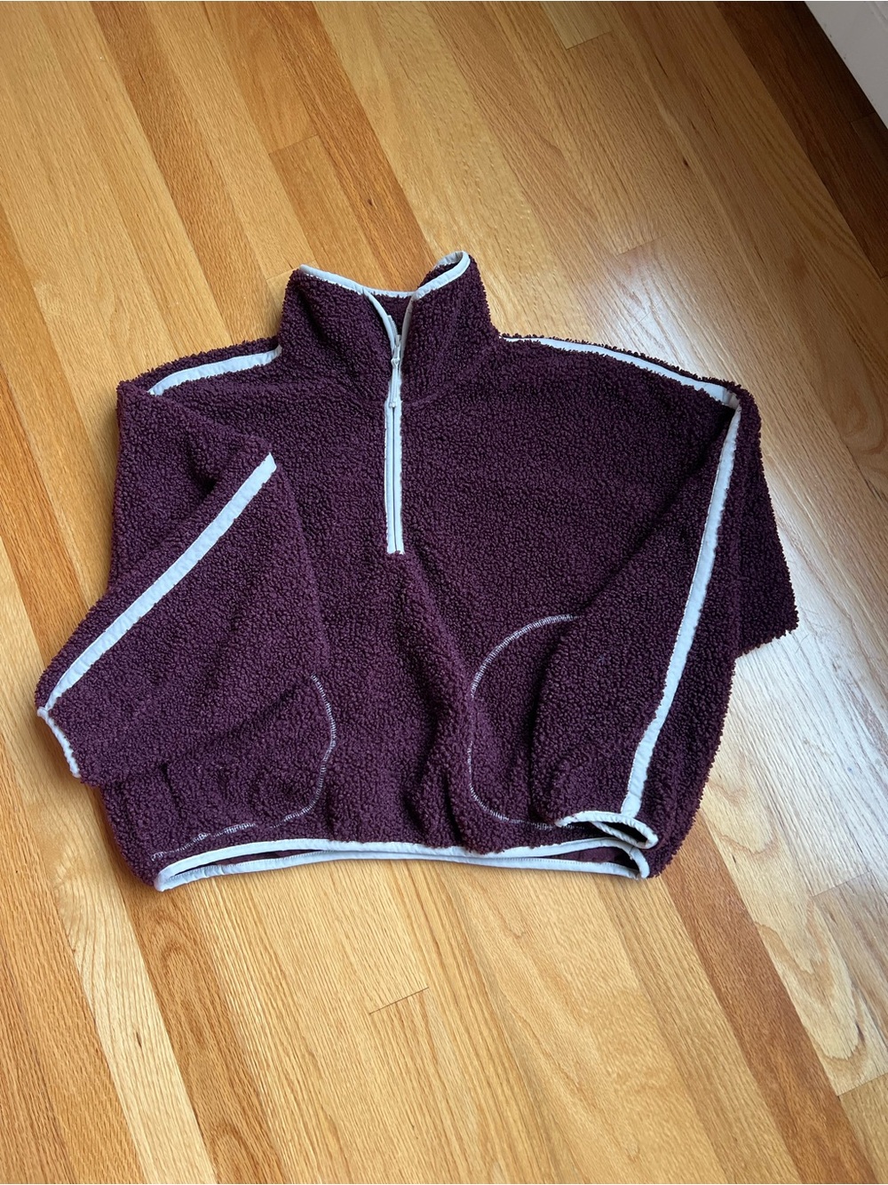 Old Navy Cozy Quarter-Zip Sherpa Sweater - Deep Plum